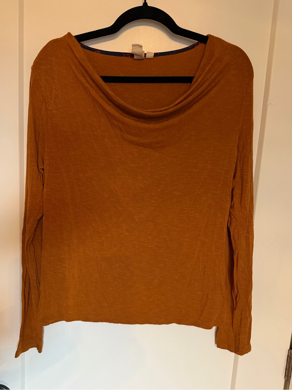Anthropologie Long-Sleeve Cowl Neck Top - Rust Orange
